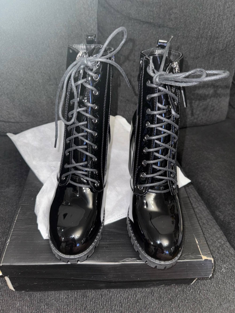 Fashion Nova Black Lace-Up Combat Boots